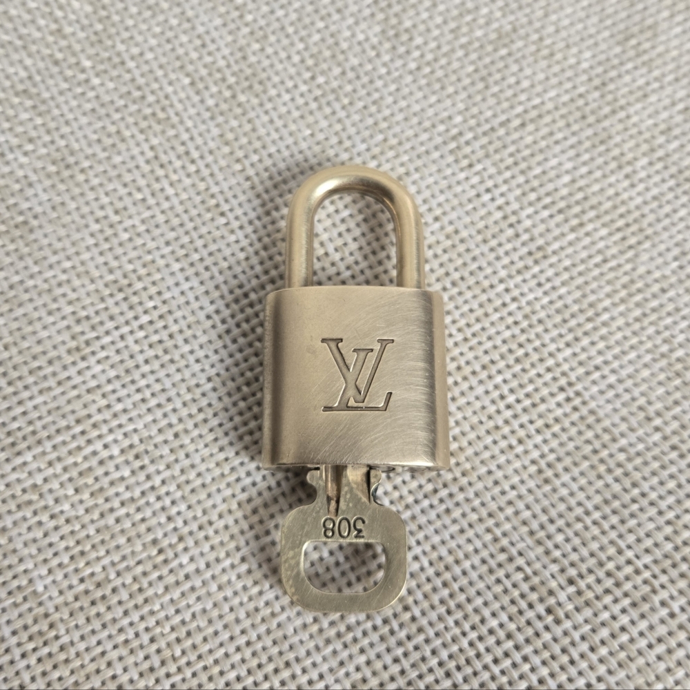 Louis Vuitton Lock and Key #308 Gold Brass Padlock Authentic